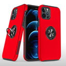 For iPhone 15 Pro CHIEF Oil Painted Magnetic Ring Stand Hybrid Case Cover - Red