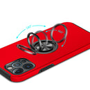 For iPhone 15 Plus CHIEF Oil Painted Magnetic Ring Stand Hybrid Case Cover - Red