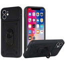 For Apple iPhone 11 (XI6.1) ELITE Camera Push Magnetic Ring Stand Hybrid Case Cover - Black
