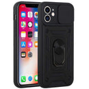 For Apple iPhone 11 (XI6.1) ELITE Camera Push Magnetic Ring Stand Hybrid Case Cover - Black