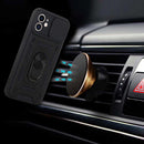 For Apple iPhone 11 (XI6.1) ELITE Camera Push Magnetic Ring Stand Hybrid Case Cover - Black