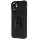 For Apple iPhone 11 (XI6.1) ELITE Camera Push Magnetic Ring Stand Hybrid Case Cover - Black