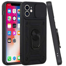 For Apple iPhone 11 (XI6.1) ELITE Camera Push Magnetic Ring Stand Hybrid Case Cover - Black