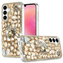 For Samsung Galaxy A26 Full Diamond with Ornaments Hard TPU Case Cover - Gold Swan Crown Pearl