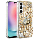 For Samsung Galaxy A26 Full Diamond with Ornaments Hard TPU Case Cover - Gold Swan Crown Pearl
