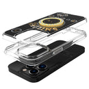 For iPhone 15 Plus Smiling Glitter Ornament Bling With Ring Stand Hybrid Case Cover - Black