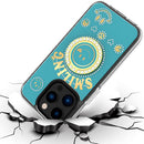 For iPhone 15 Pro Smiling Glitter Ornament Bling With Ring Stand Hybrid Case Cover - Blue