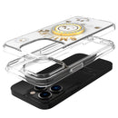 For iPhone 15 Pro Smiling Glitter Ornament Bling With Ring Stand Hybrid Case Cover - White
