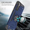 For Samsung Galaxy S21 FE Robust Magnetic Kickstand Hybrid Case Cover - Blue