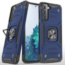 For Samsung Galaxy S21 FE Robust Magnetic Kickstand Hybrid Case Cover - Blue