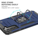 For Samsung Galaxy S21 FE Robust Magnetic Kickstand Hybrid Case Cover - Blue