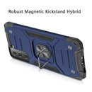 For Samsung Galaxy S21 FE Robust Magnetic Kickstand Hybrid Case Cover - Blue