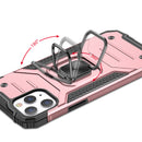 For iPhone 15 Robust Magnetic Kickstand Hybrid Case Cover - Rose Gold