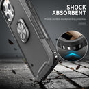 For iPhone 13/14 Superior 3in1 Magnetic Ring Stand Case Cover - Black