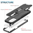 For iPhone 13/14 Superior 3in1 Magnetic Ring Stand Case Cover - Black