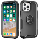 For iPhone 13/14 Superior 3in1 Magnetic Ring Stand Case Cover - Black