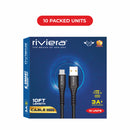 Loose (Pack of 10) Counter Box - 10FT Fast Charging Cable [USB - Type C (PD)] - Black w/ Black Shell (27)