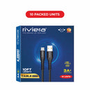 Loose (Pack of 10) Counter Box - 10FT Fast Charging Cable [USB - Type C (PD)] Nylon Braided - Black w/ Black Shell (33)