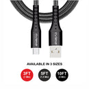 Loose (Pack of 20) Counter Box - 3FT Fast Charging Cable [USB - Type C (PD)] Nylon Braided - Black w/ Black Shell (31)