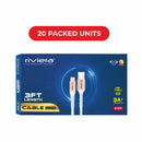 Loose (Pack of 20) Counter Box - 3FT Fast Charging Cable [USB - Type C (PD)] - White w/ Golden Shell (19)