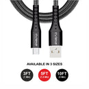 Loose (Pack of 20) Counter Box - 5FT Fast Charging Cable [USB - Type C (PD)] Nylon Braided - Black w/ Black Shell (32)