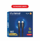 Loose (Pack of 10) Counter Box - 10FT Fast Charging Cable [Type C - Type C (PD)] - Black w/ Black Shell (30)