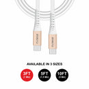 Loose (Pack of 20) Counter Box - 3FT Fast Charging Cable [Type C - Type C (PD)] - White w/ Golden Shell (22)