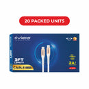 Loose (Pack of 20) Counter Box - 3FT Fast Charging Cable [Type C - Type C (PD)] - White w/ Golden Shell (22)