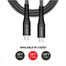 Loose (Pack of 20) Counter Box - 5FT Fast Charging Cable [Type C - Type C (PD)] Nylon Braided - Black w/ Black Shell (35)