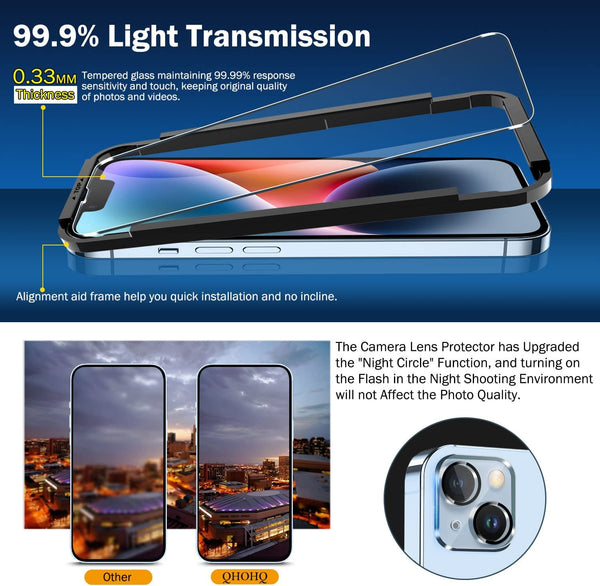 3 pack screen protector for iphone 14 iphone 13 6.1 inch with 3 pack tempered glass camera lens protector