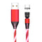 540 rotate led magnetic cable 3a fast charging mobile phone charge cable red / type c / 1m