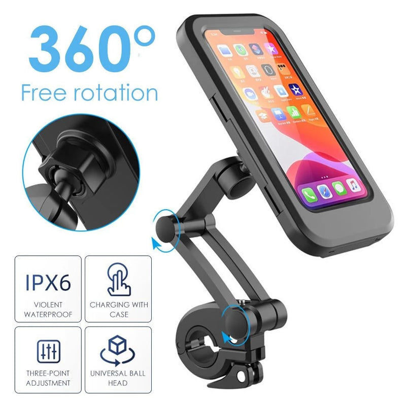 Bicycle Motorcycle Phone Holder Adjustable Waterproof Phone Mount